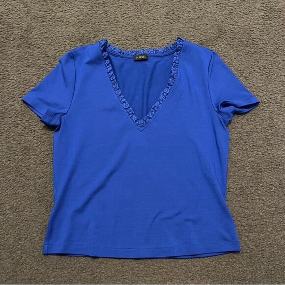 La Perla Royal Blue Silk T-Shirt - Picture 2 of 6